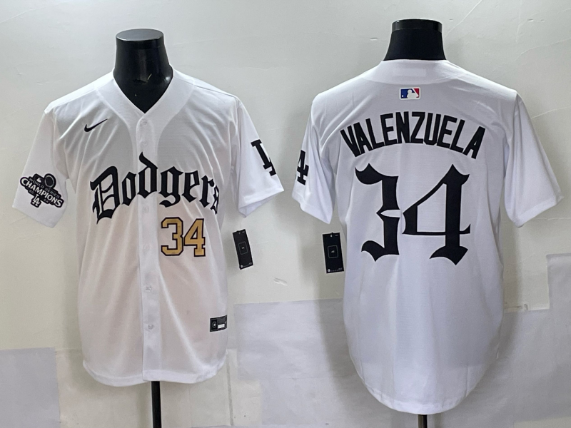 Men Los Angeles Dodgers  #34 Valenzuela white Nike 2025 MLB jersey 0012->los angeles dodgers->MLB Jersey